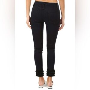 Frame Le High Skinny Jeans Black Fringe Bottom High Waist USA